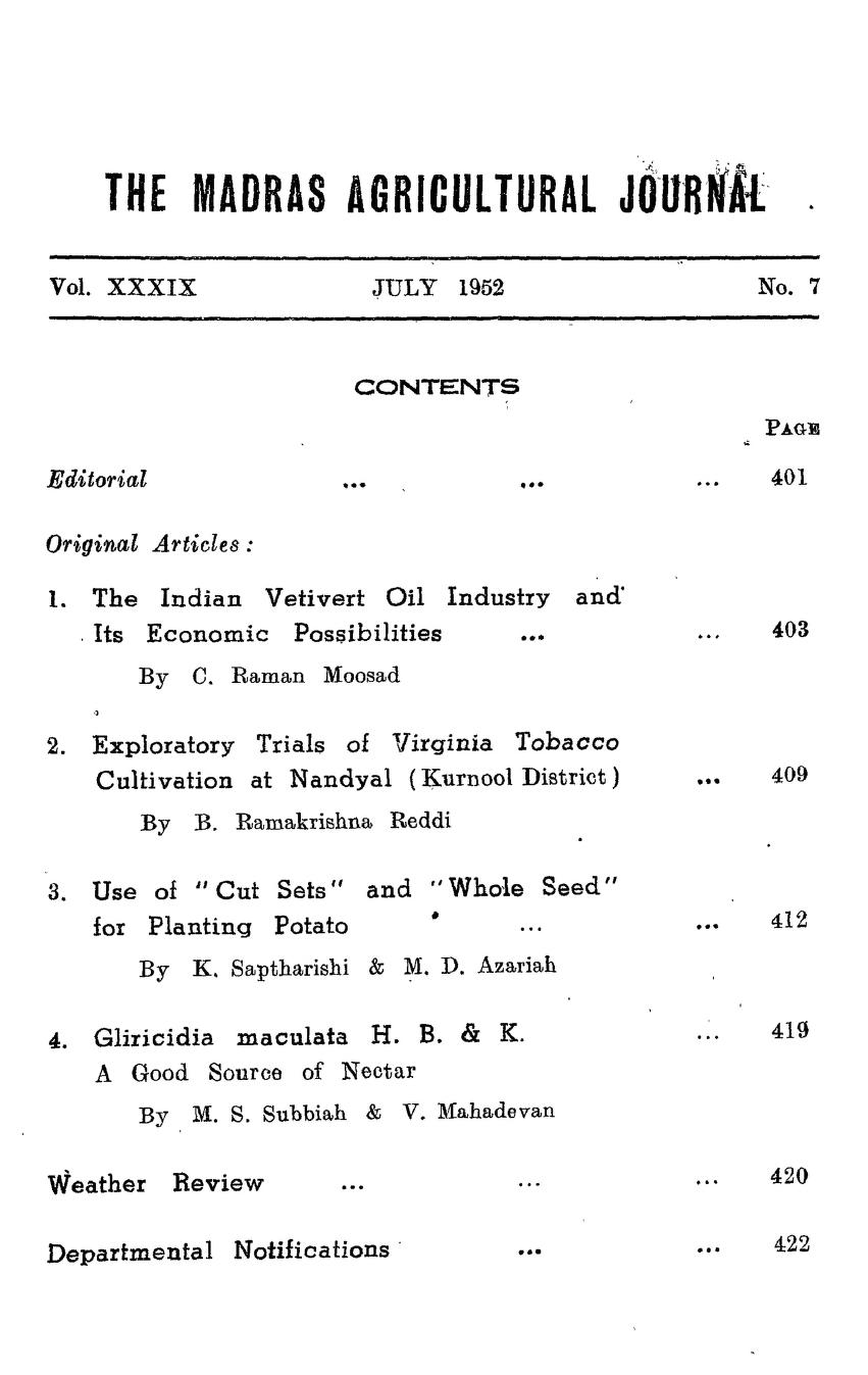 ACL-CPL 00098 The Madras Agricultural Journal Jul 1952 : Free 